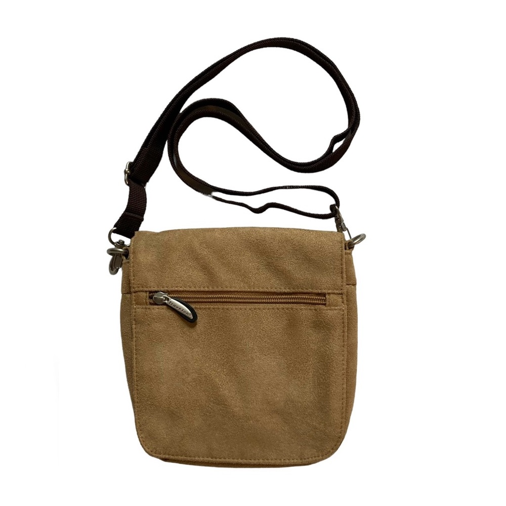 Travelon Camel Tan Microsuede Multi compartment Crossbody Travel Bag